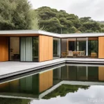 건축산업기사와 에너지 절약형 건축 설계 - **Prompt:** A stunning, modern, energy-efficient house seamlessly integrated into a lush natural lan...