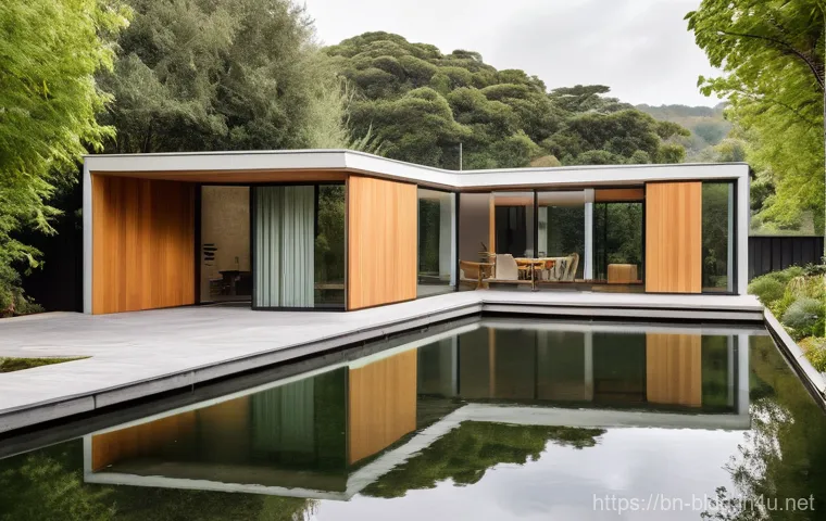건축산업기사와 에너지 절약형 건축 설계 - **Prompt:** A stunning, modern, energy-efficient house seamlessly integrated into a lush natural lan...
