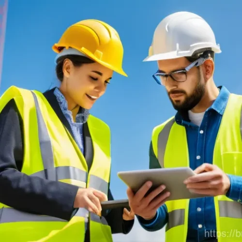 건축산업기사와 공공 프로젝트 사례 - **Prompt 1: Modern Architectural Industrial Engineer on a Dynamic Construction Site**
    "A diverse...